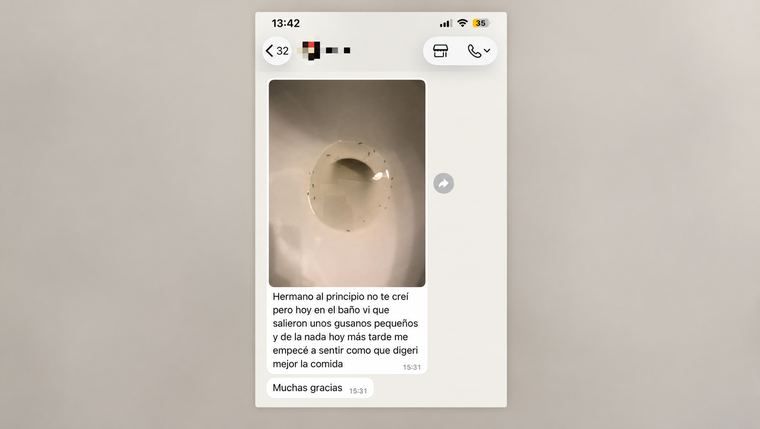 Mensaje de un alumno contando lo que expulsó